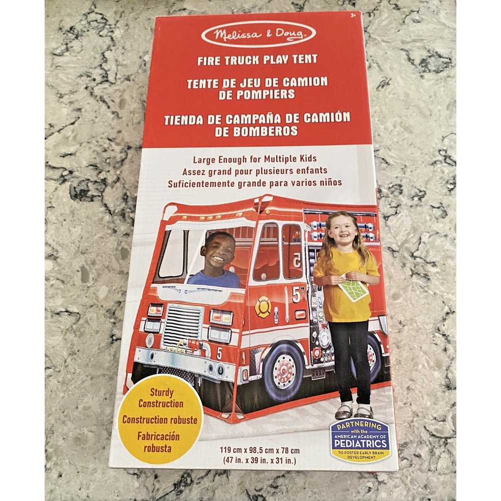 Melissa & Doug Fire Truck Play Tent Kids Ages 3+ Double Sided Pop Up Pretend - Picture 2 of 6